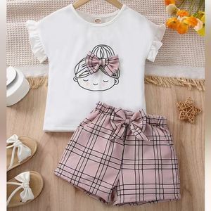 Girls Outfit With Plaid Shorts and Matching Tee